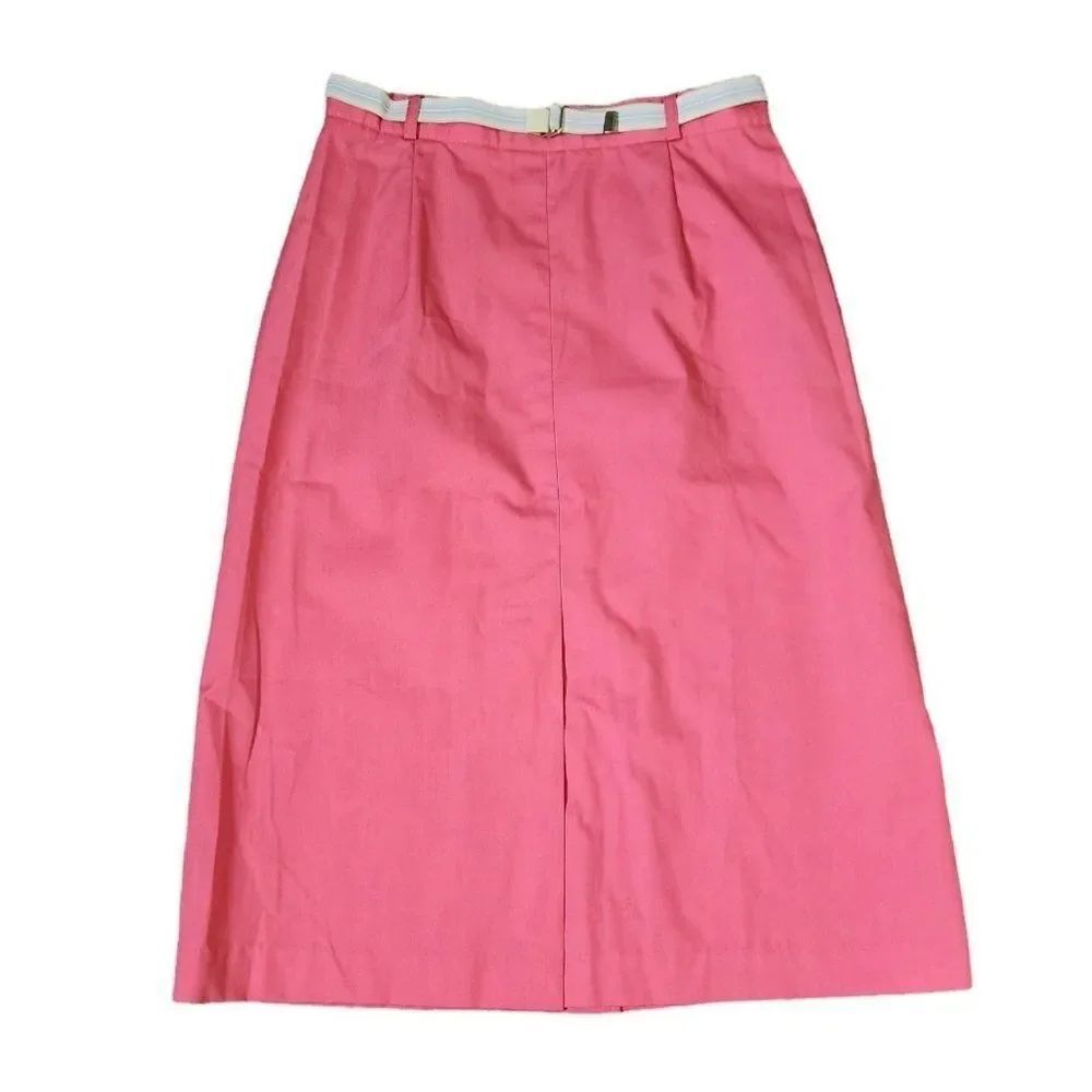 Vintage 80s PantHer Pencil Skirt Belted Womens Size M Pink Coral Preppy NEW